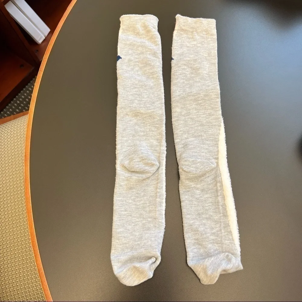 GRAY pink and white bunny knee socks, medium thickness